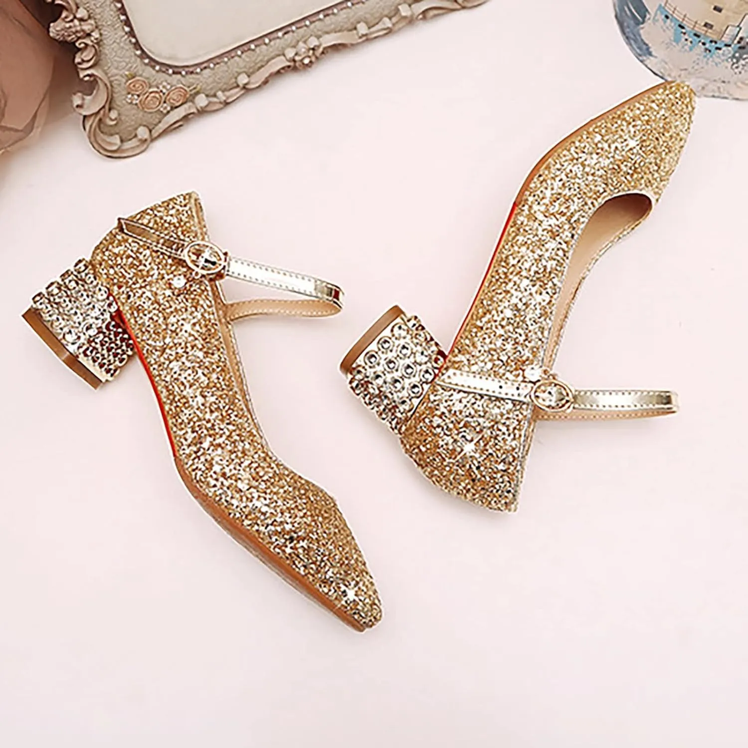 Girls Mary Jane Glitter Princess Sandals Toddler Kids High Heel Dress Sparkl Mary Jane Shoes Wedding Party Prom