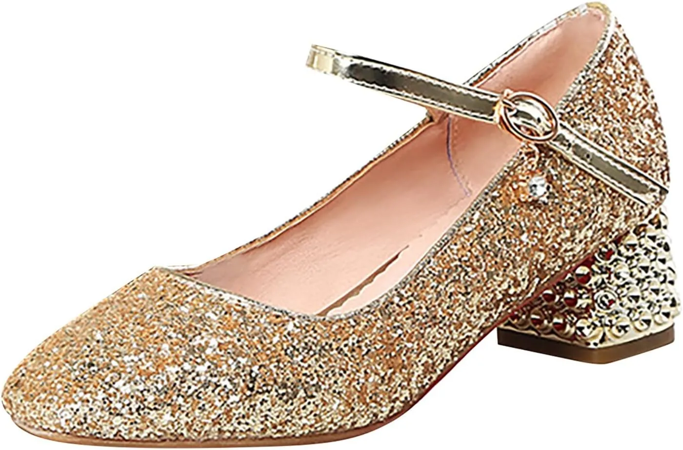 Girls Mary Jane Glitter Princess Sandals Toddler Kids High Heel Dress Sparkl Mary Jane Shoes Wedding Party Prom