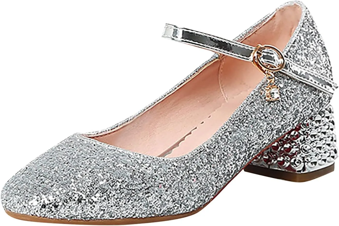 Girls Mary Jane Glitter Princess Sandals Toddler Kids High Heel Dress Sparkl Mary Jane Shoes Wedding Party Prom
