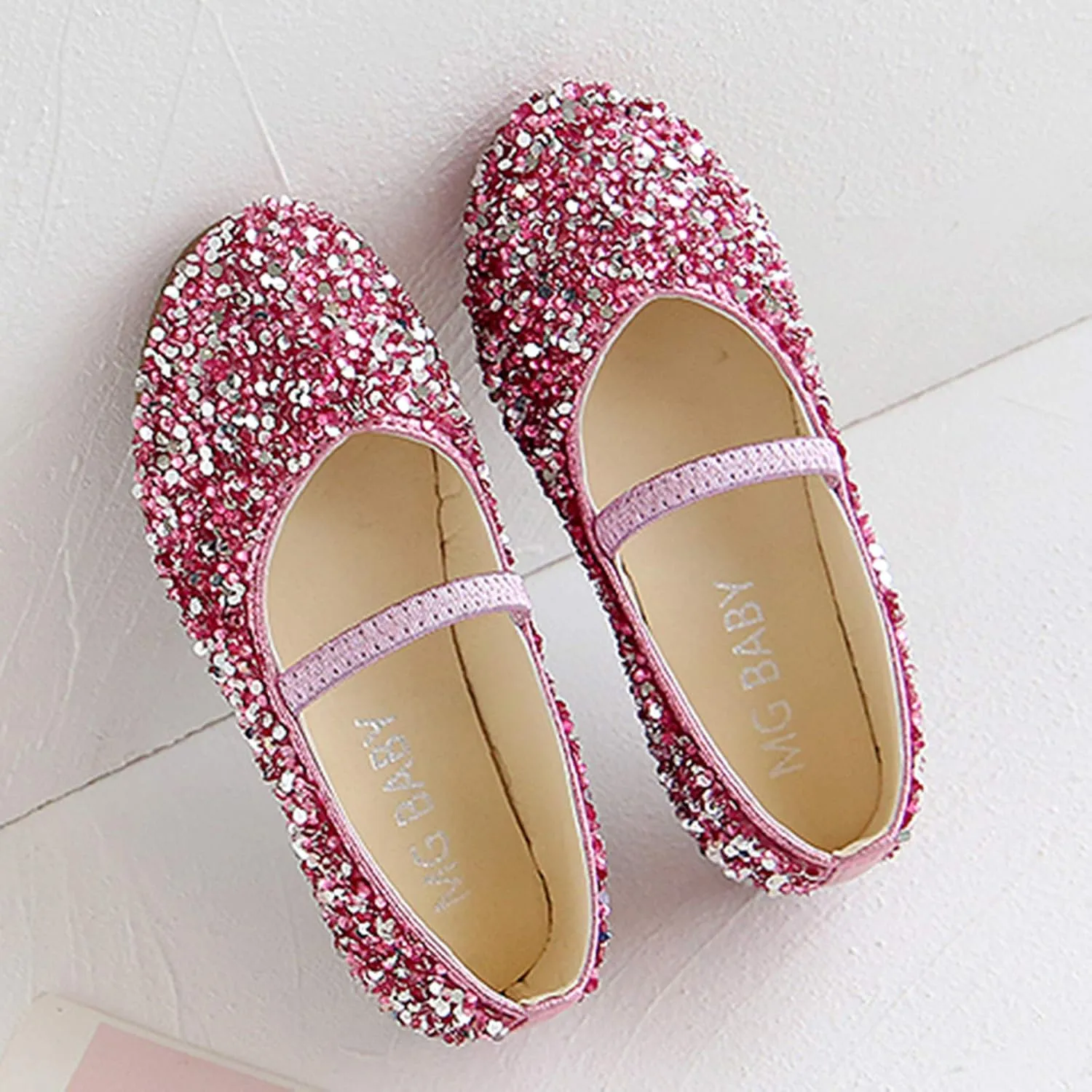 Girls Toddler Dress Princess Shoes Glitter Little/Big Kids Mary Jane Ballet Flat Low Heels for Party Wedding