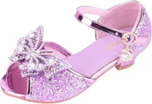 Glitter Wedding Sandals for Girls Kids Dress Shoes Mary Jane Heel Ballet Ankle Buckle Flat for School Party Sandals