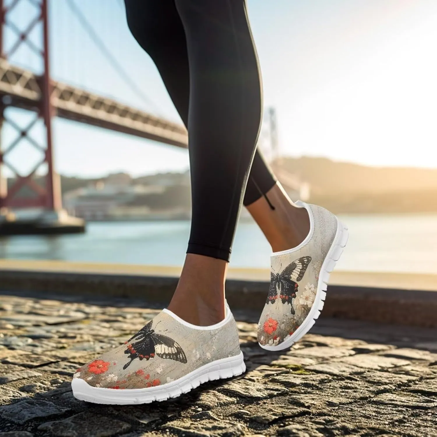 GOSTONG Womens Casual Sneakers Non Slip Soft Training Shoes Breathable Mesh Fall Indoor Outdoor Running Shoes White US 5-14