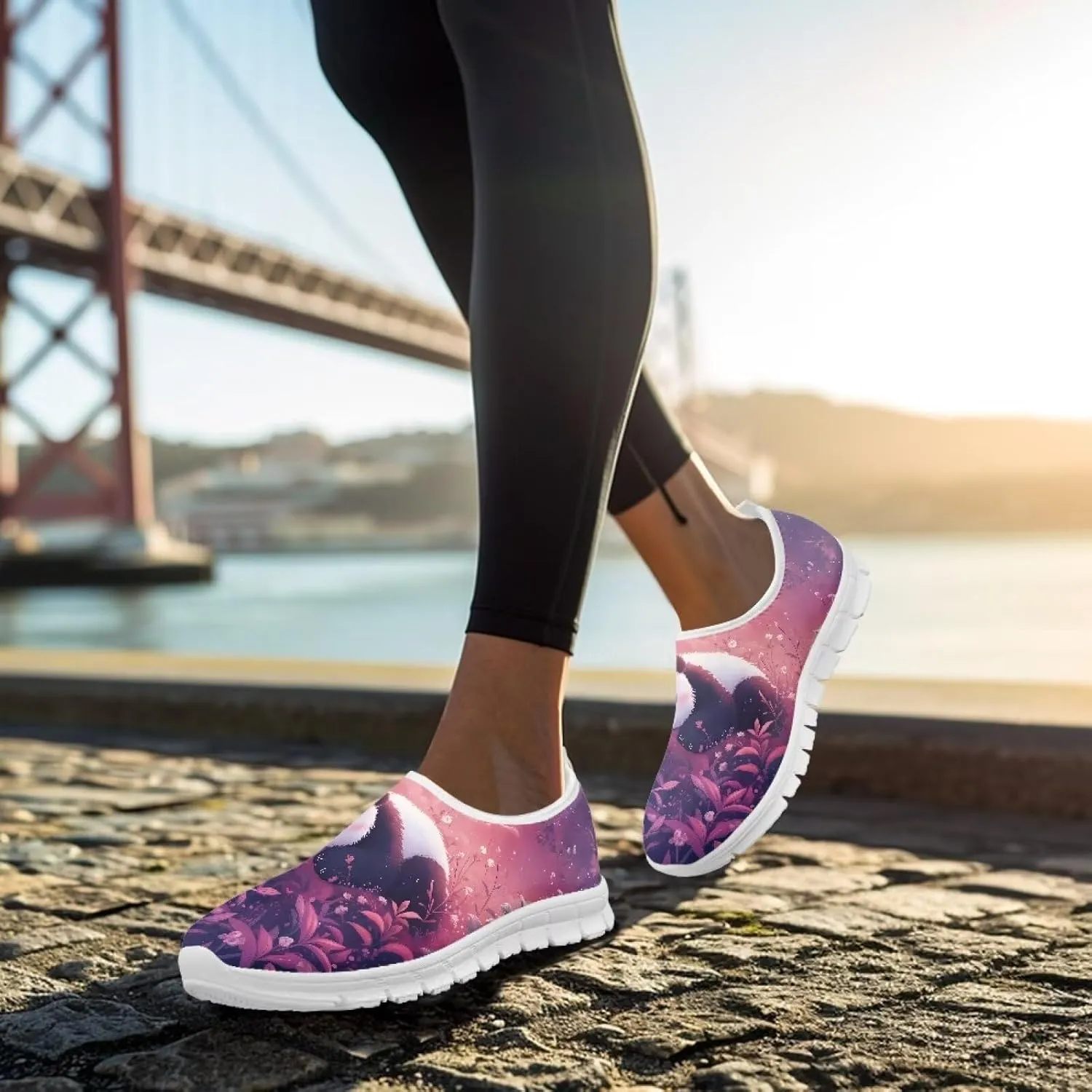 GOSTONG Womens Casual Sneakers Non Slip Soft Training Shoes Breathable Mesh Fall Indoor Outdoor Running Shoes White US 5-14