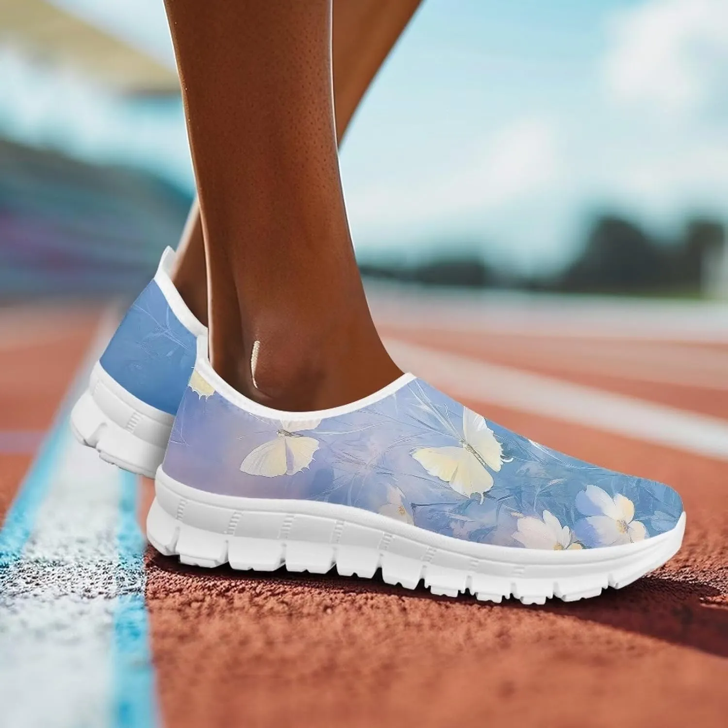 GOSTONG Womens Casual Sneakers Non Slip Soft Training Shoes Breathable Mesh Fall Indoor Outdoor Running Shoes White US 5-14
