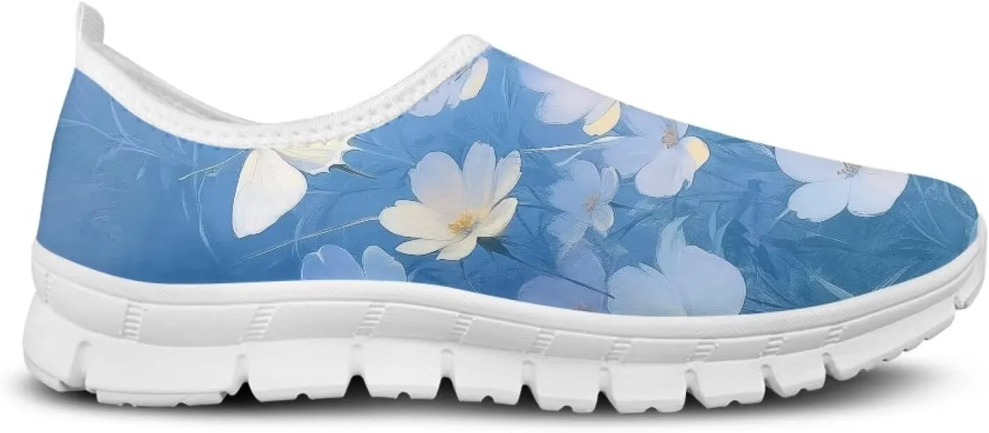 GOSTONG Womens Casual Sneakers Non Slip Soft Training Shoes Breathable Mesh Fall Indoor Outdoor Running Shoes White US 5-14