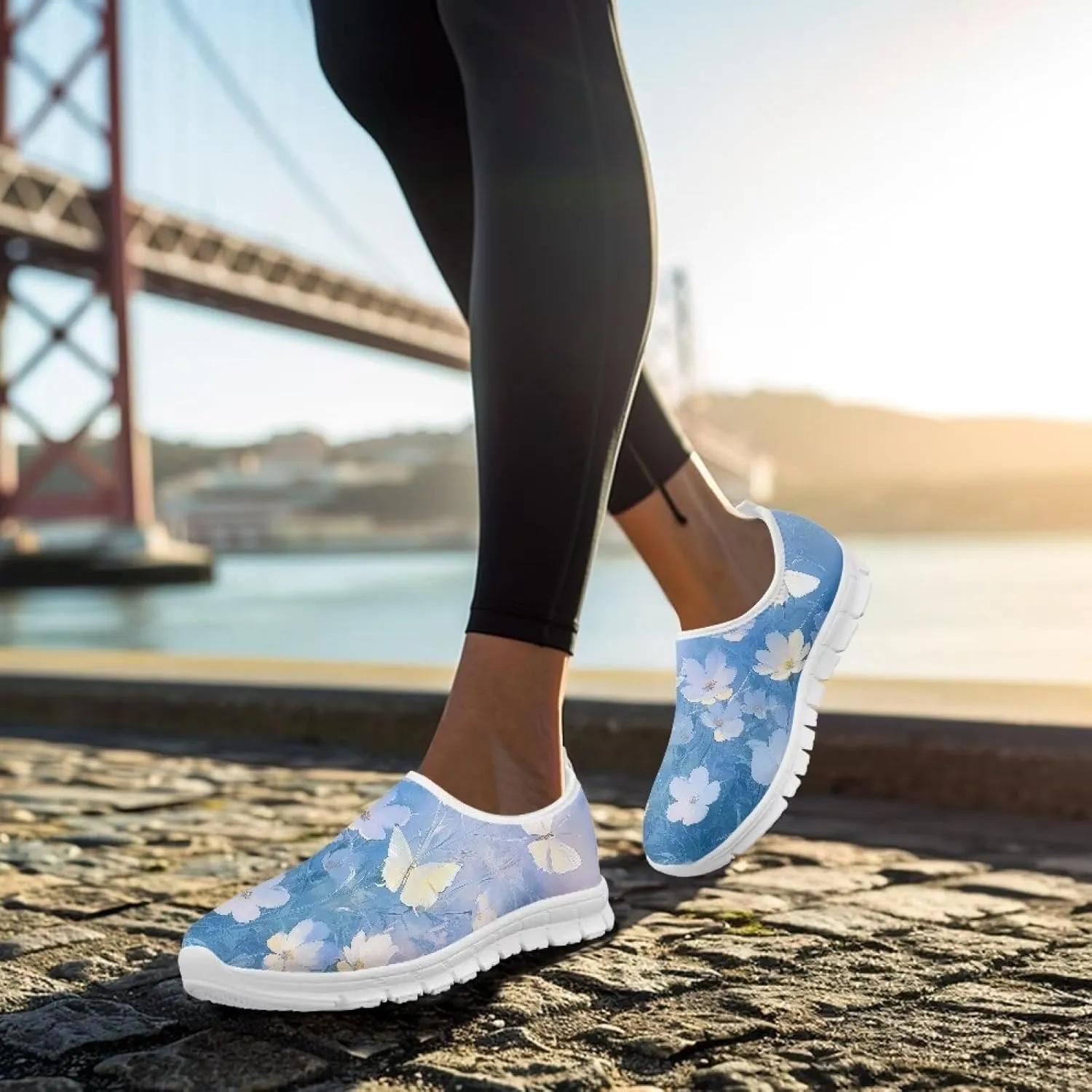 GOSTONG Womens Casual Sneakers Non Slip Soft Training Shoes Breathable Mesh Fall Indoor Outdoor Running Shoes White US 5-14