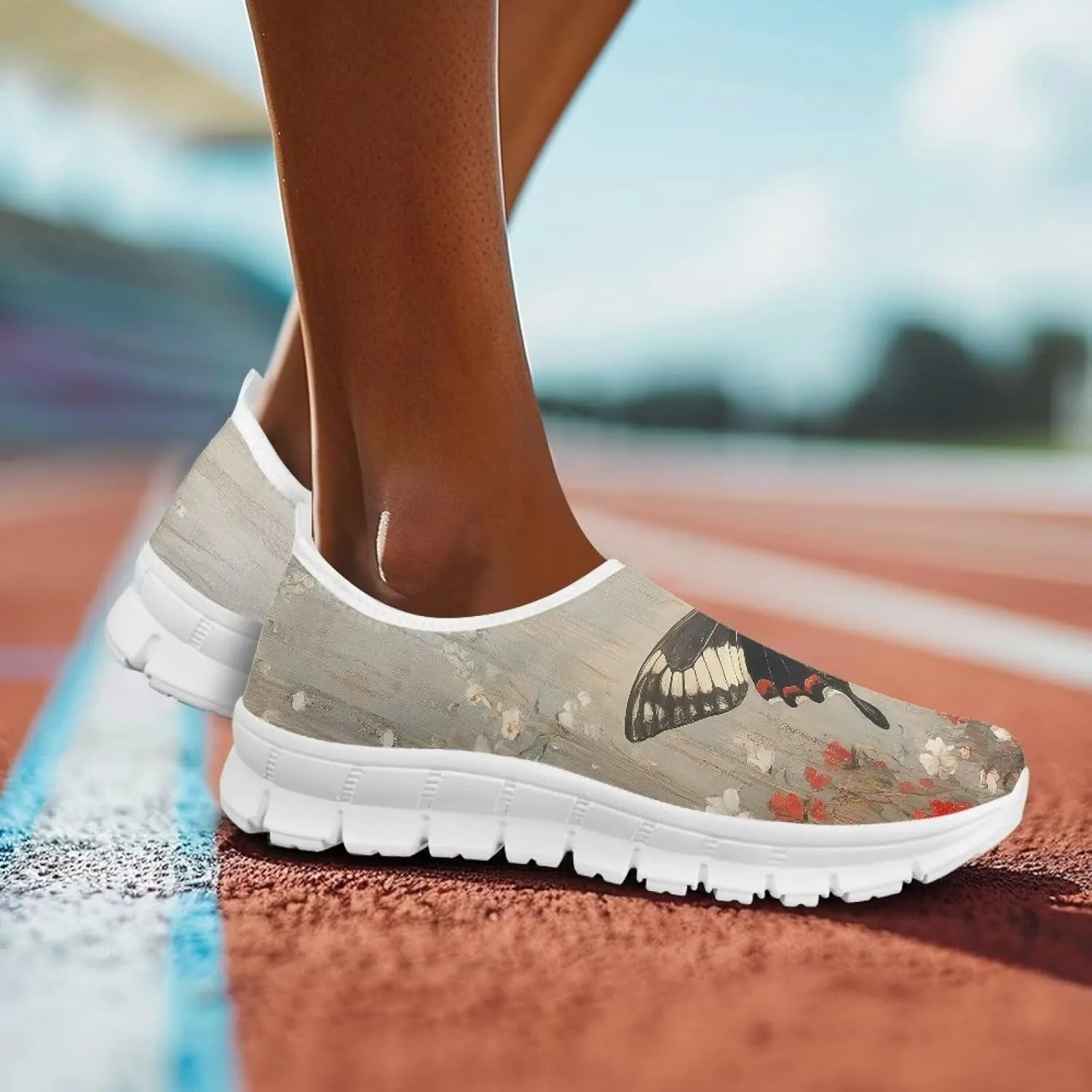 GOSTONG Womens Casual Sneakers Non Slip Soft Training Shoes Breathable Mesh Fall Indoor Outdoor Running Shoes White US 5-14