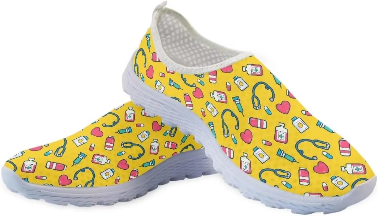 Gradient Medical Nurse Shoes for Womens Breathable Running Shoes Mesh Comfortable Walking Tennis Shoes Slip On Flats Loafers