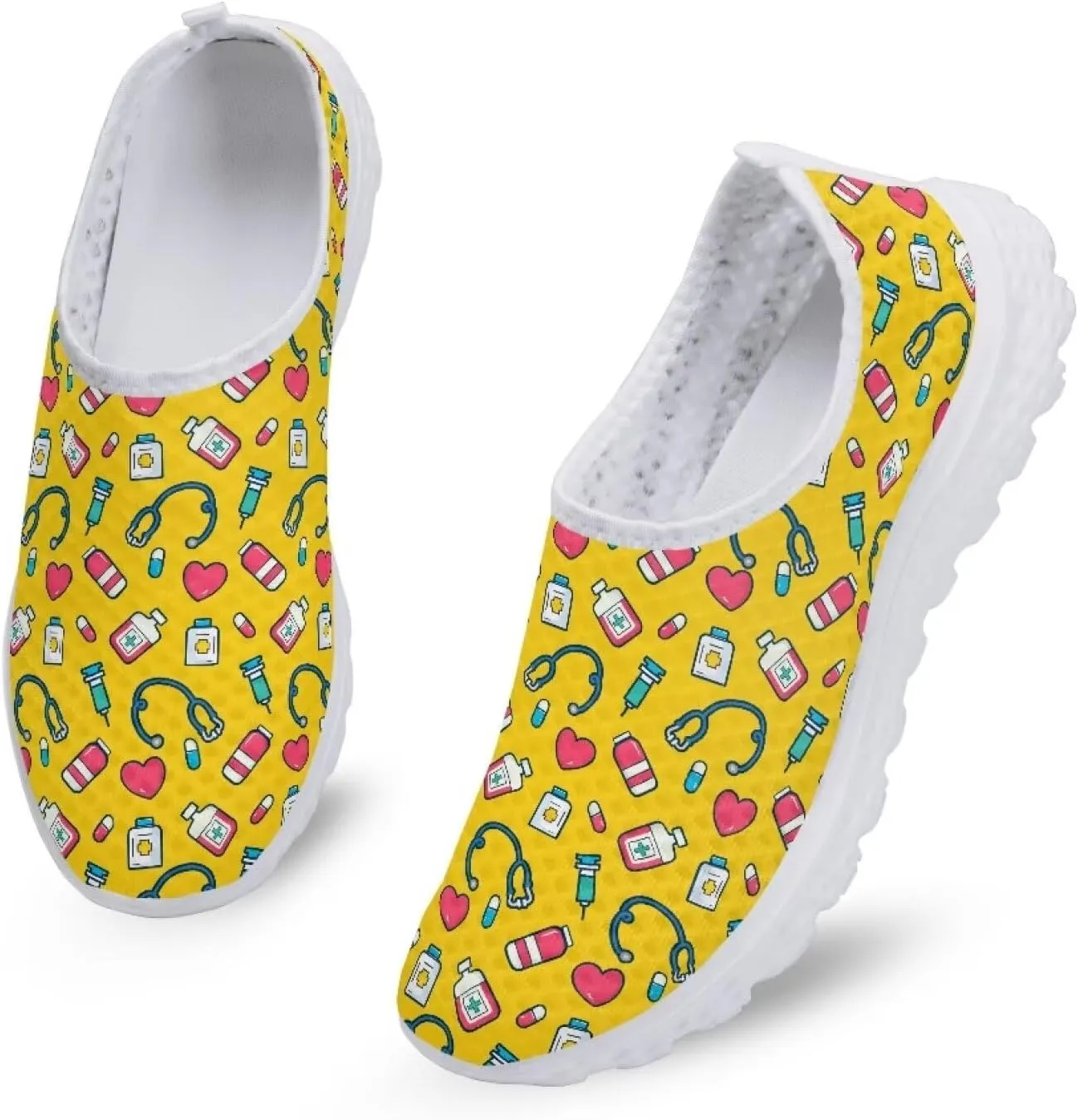 Gradient Medical Nurse Shoes for Womens Breathable Running Shoes Mesh Comfortable Walking Tennis Shoes Slip On Flats Loafers