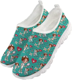 Gradient Medical Nurse Shoes for Womens Breathable Running Shoes Mesh Comfortable Walking Tennis Shoes Slip On Flats Loafers