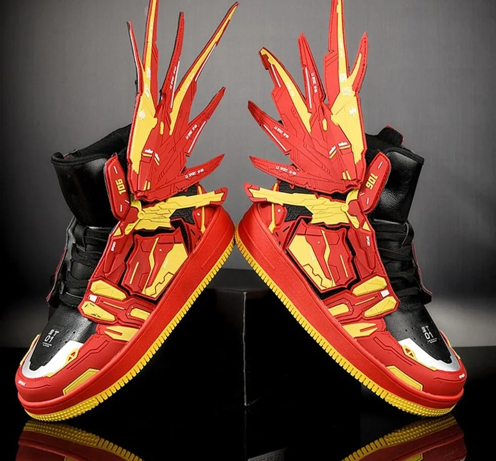 Gundam Casual Side Wings Lace Up Cool Colors Luxury Sneakers
