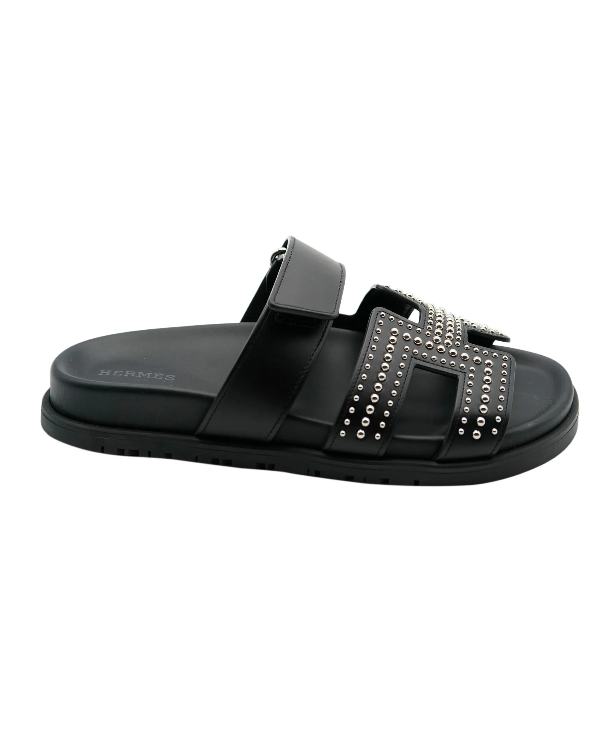 Hermes black sole Chypre with beads size 36.5 ASL4799