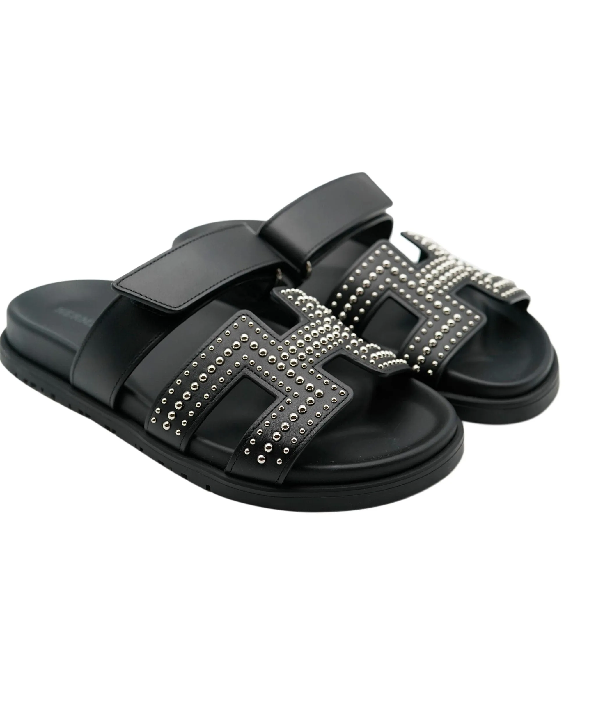 Hermes black sole Chypre with beads size 36.5 ASL4799