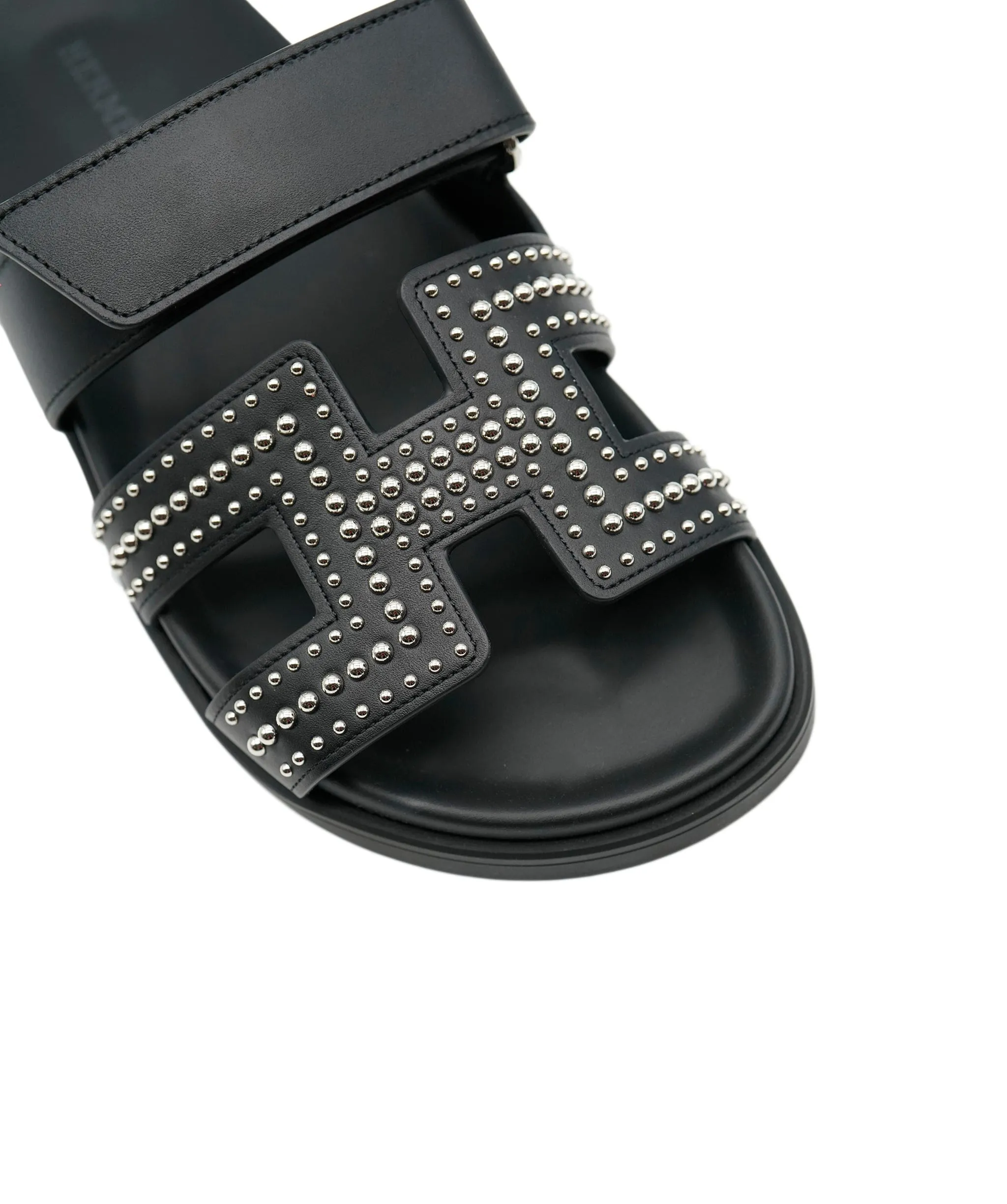 Hermes black sole Chypre with beads size 36.5 ASL4799