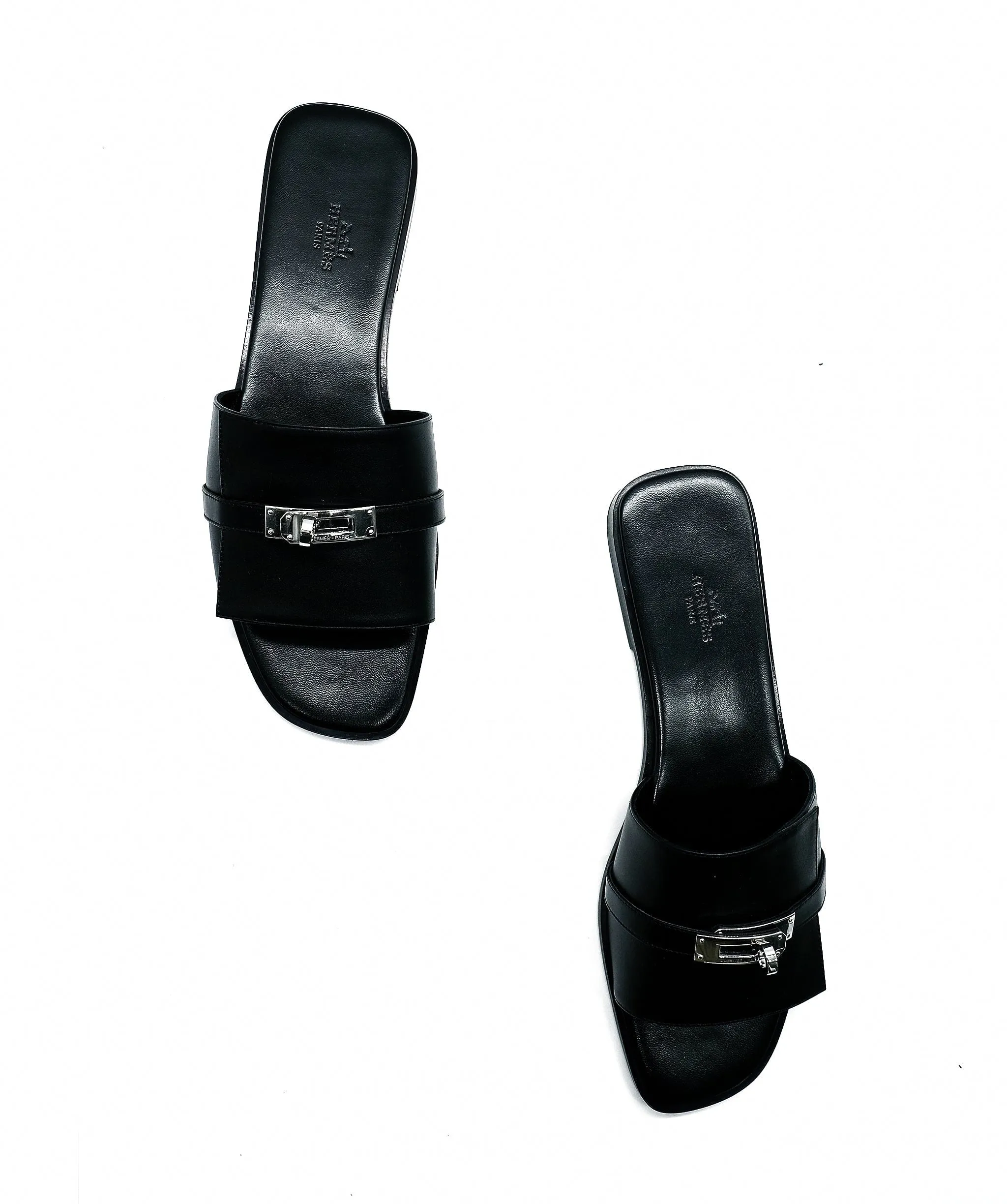 Hermes Kelly Lock Sandals Black 42 REC1179