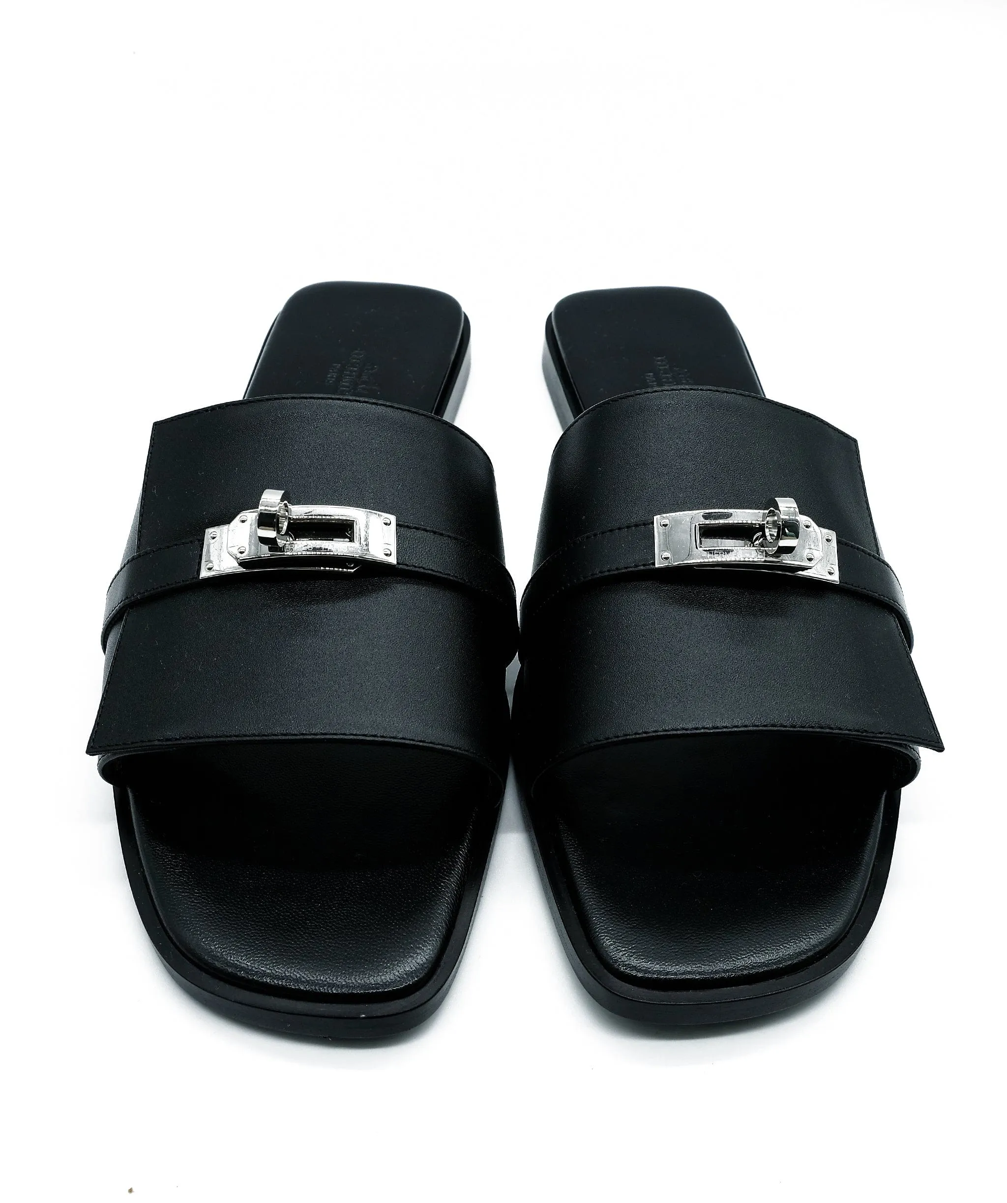 Hermes Kelly Lock Sandals Black 42 REC1179