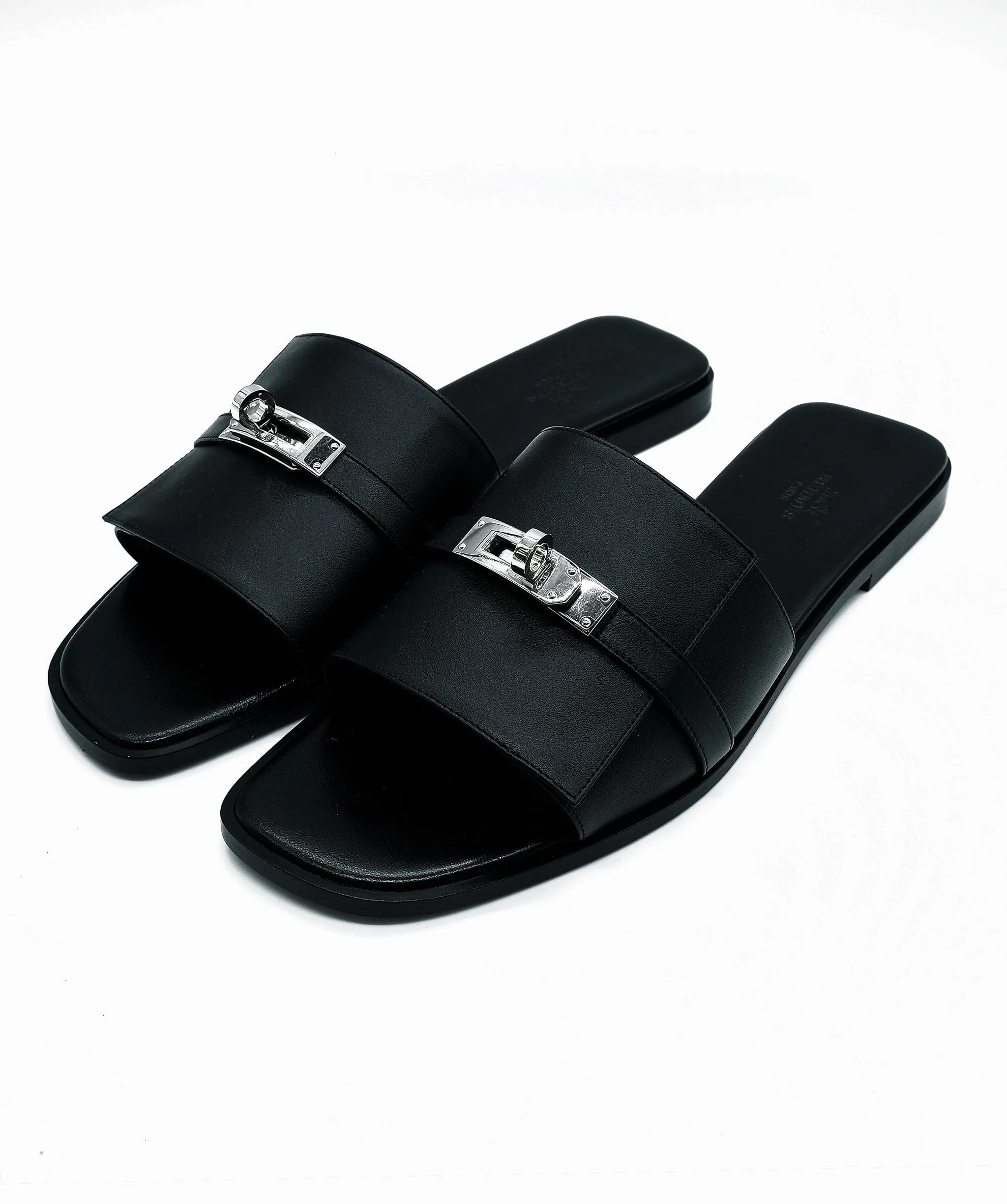 Hermes Kelly Lock Sandals Black 42 REC1179