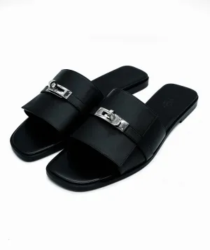 Hermes Kelly Lock Sandals Black 42 REC1179