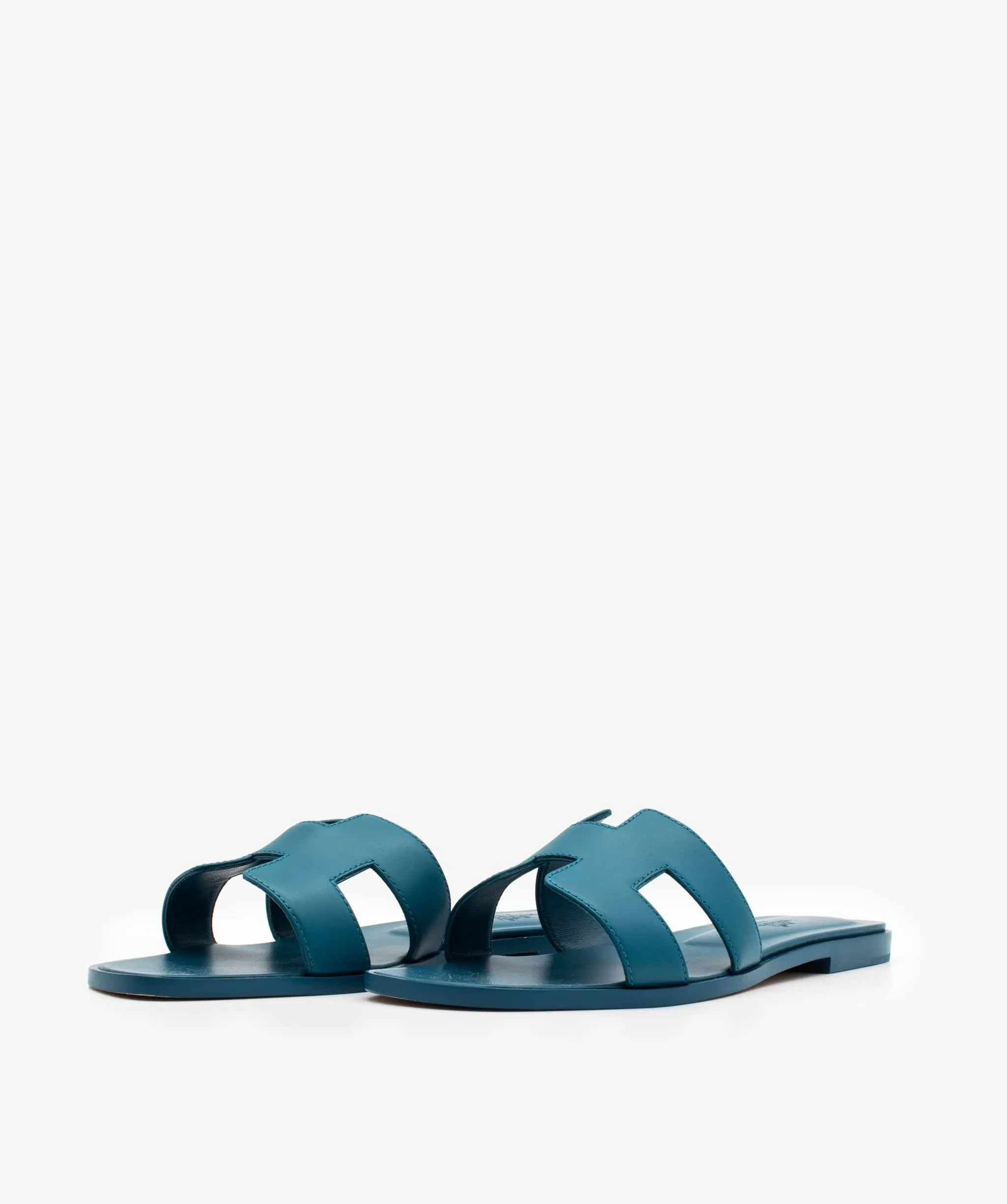 Hermes Oran Sandals Blue Velvet 38.5 - 01DUB101