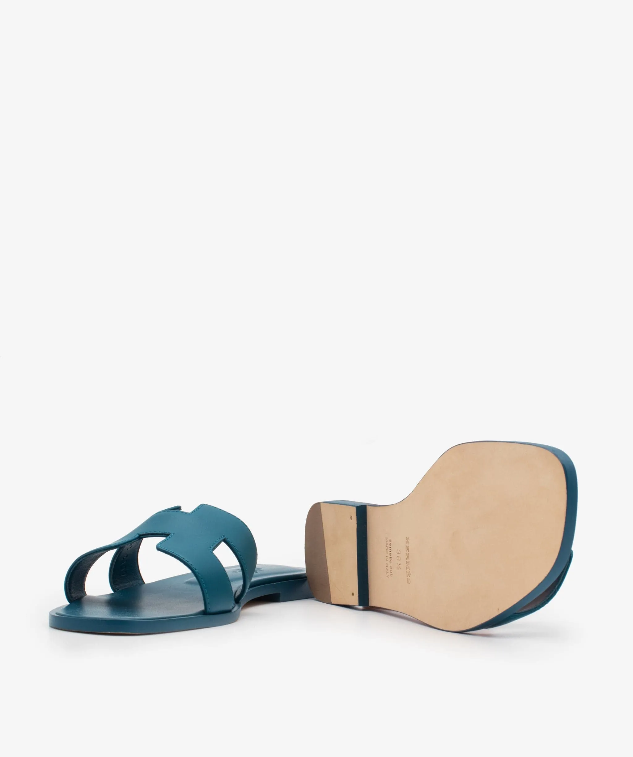 Hermes Oran Sandals Blue Velvet 38.5 - 01DUB101