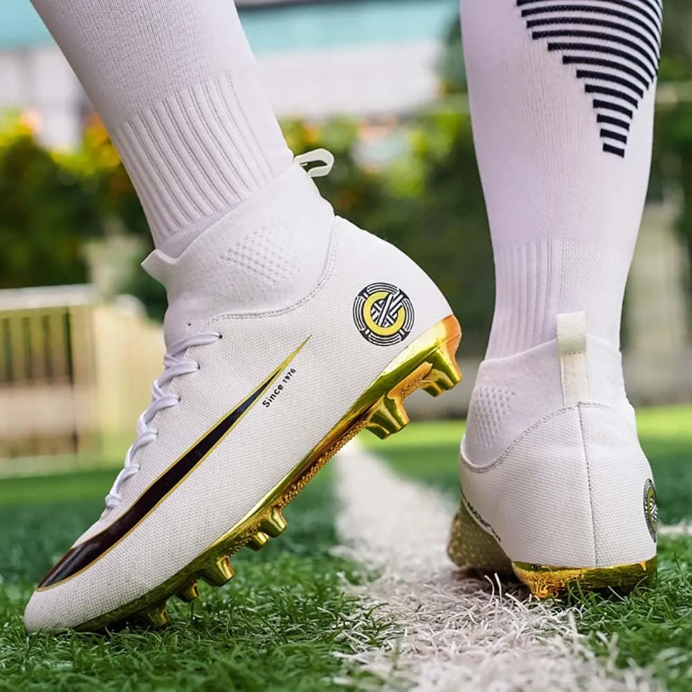 HESBITEUL Soccer Cleats Outdoor for Boys Training: High Top Football Cleats for Firm Ground