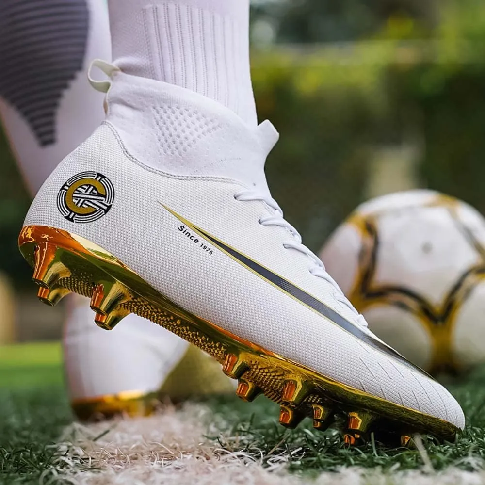 HESBITEUL Soccer Cleats Outdoor for Boys Training: High Top Football Cleats for Firm Ground