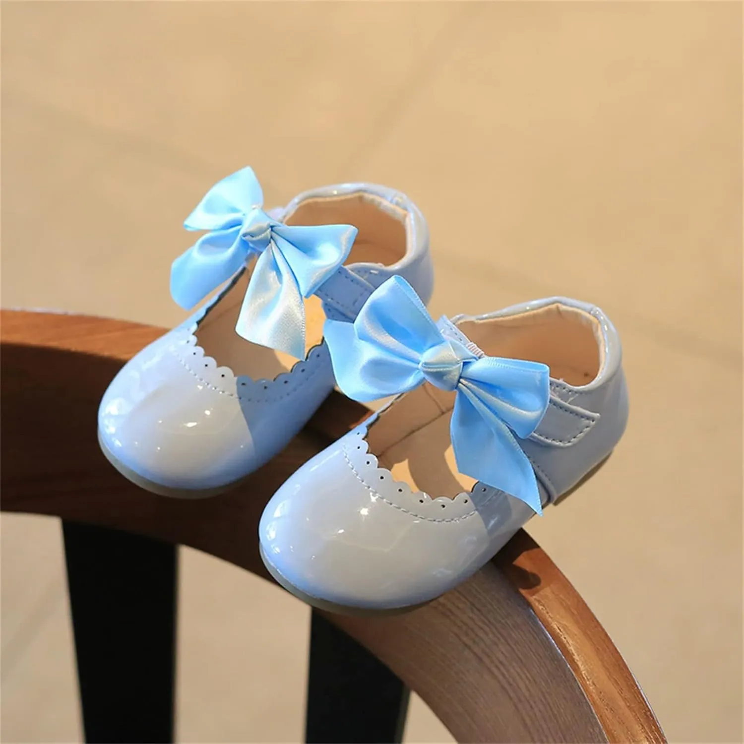 Infant Girls Wedding Dress Shoes Bow Ballet Mary Jane lats Newborn First Rain Boots for Girls Size 13 Or 1