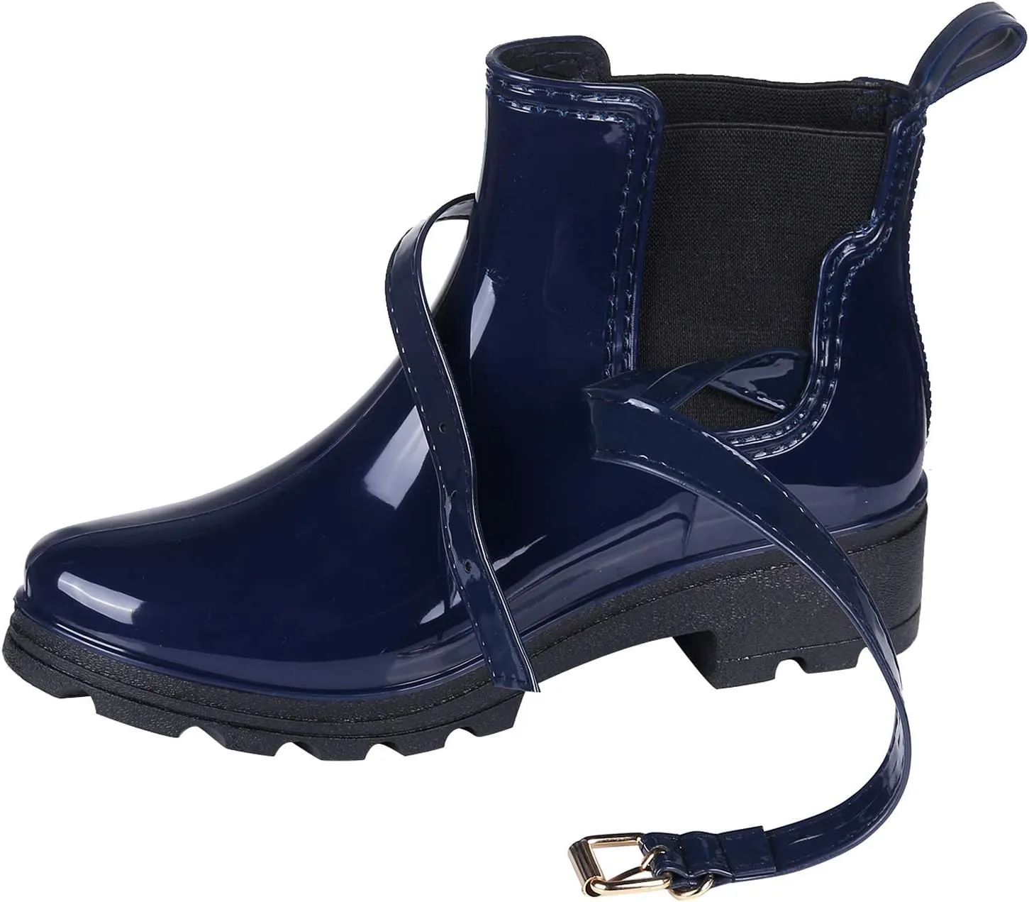 Inornever Rain Boots for Women Slip On Ankle Boots Elastic Short Chelsea Booties Platform Rain Shoes
