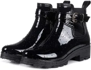 Inornever Rain Boots for Women Slip On Ankle Boots Elastic Short Chelsea Booties Platform Rain Shoes