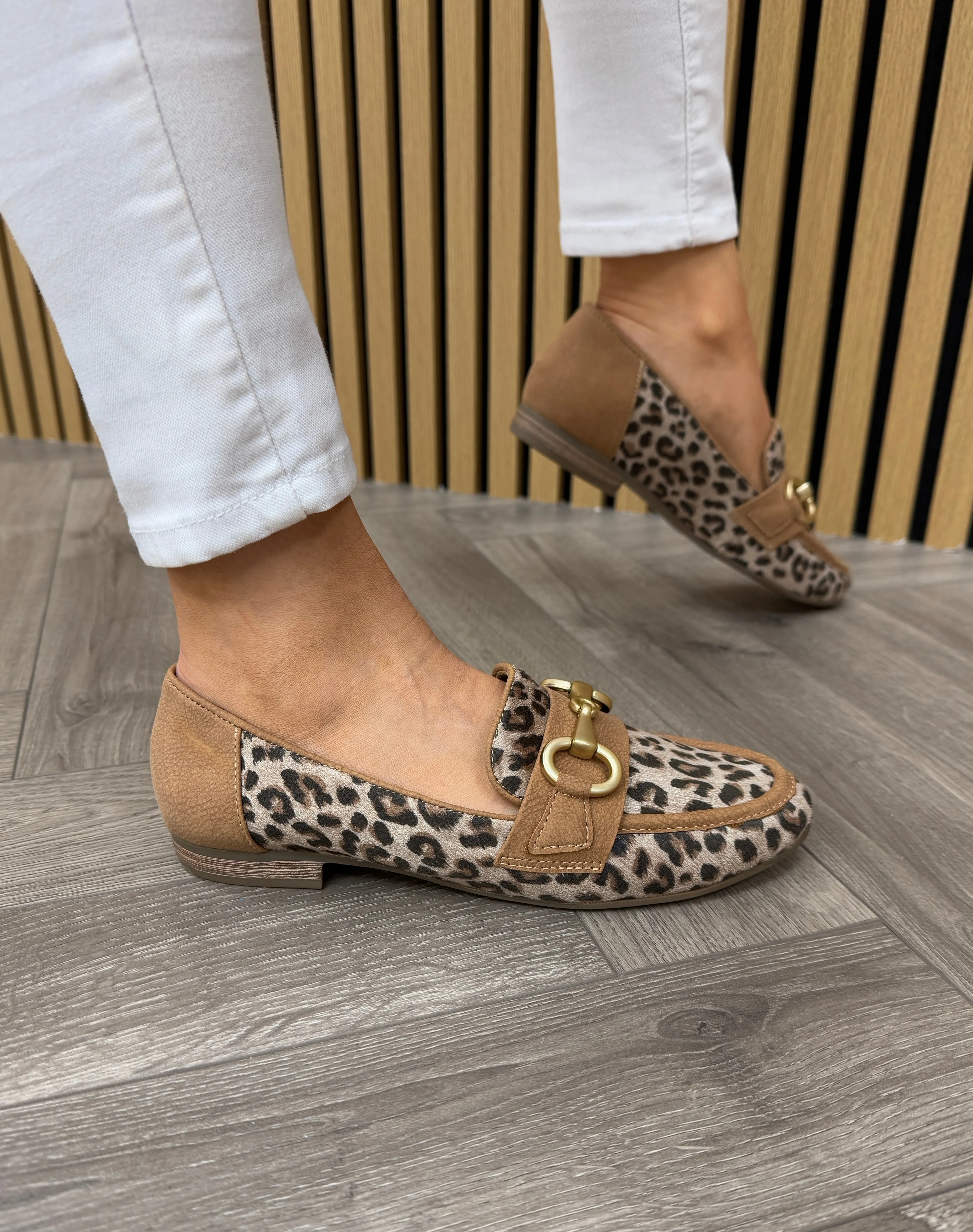 Jana (SS25) Leopard Print Loafer with Gold Buckle 24265 - Leopard (J2)
