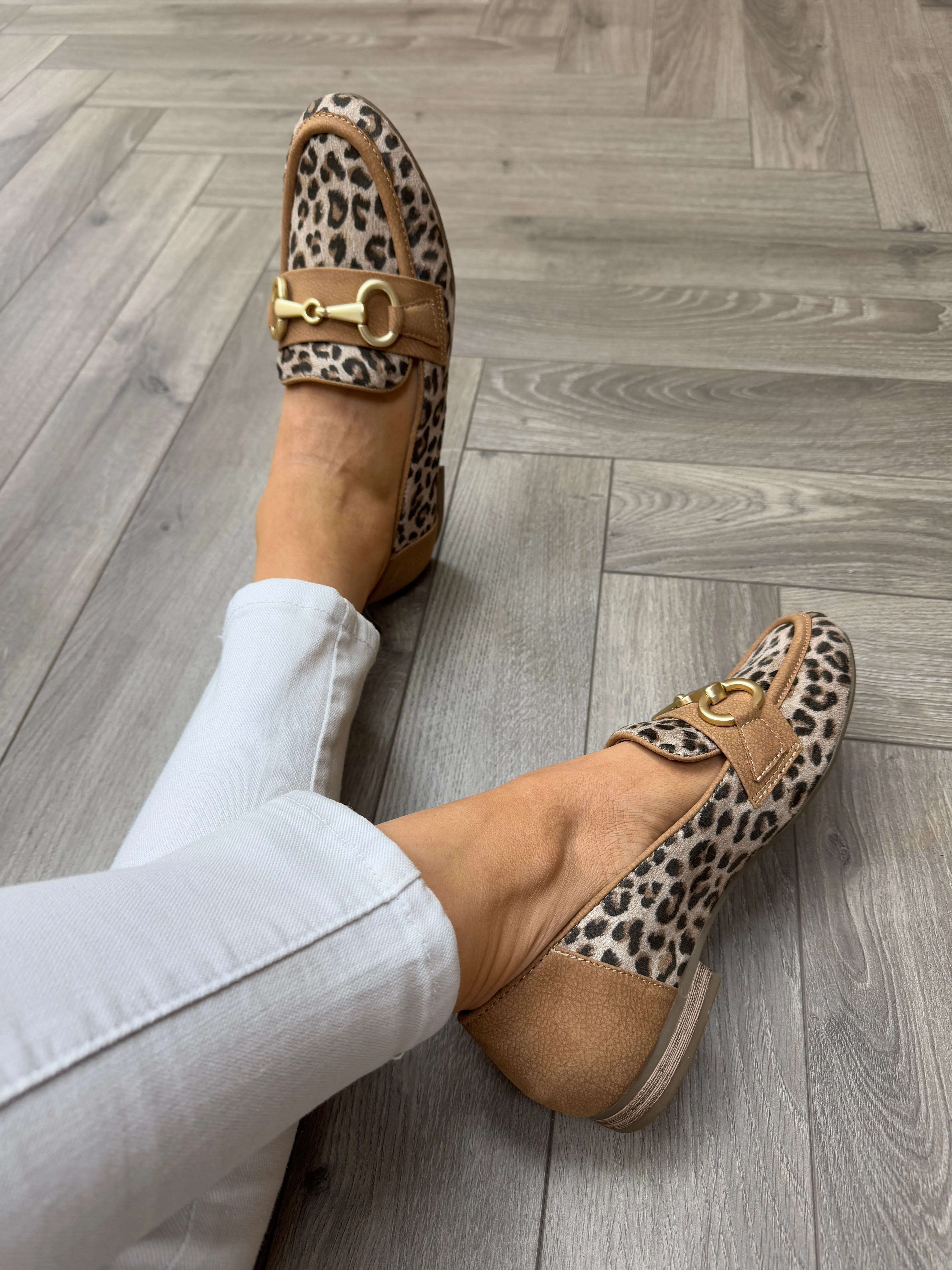 Jana (SS25) Leopard Print Loafer with Gold Buckle 24265 - Leopard (J2)