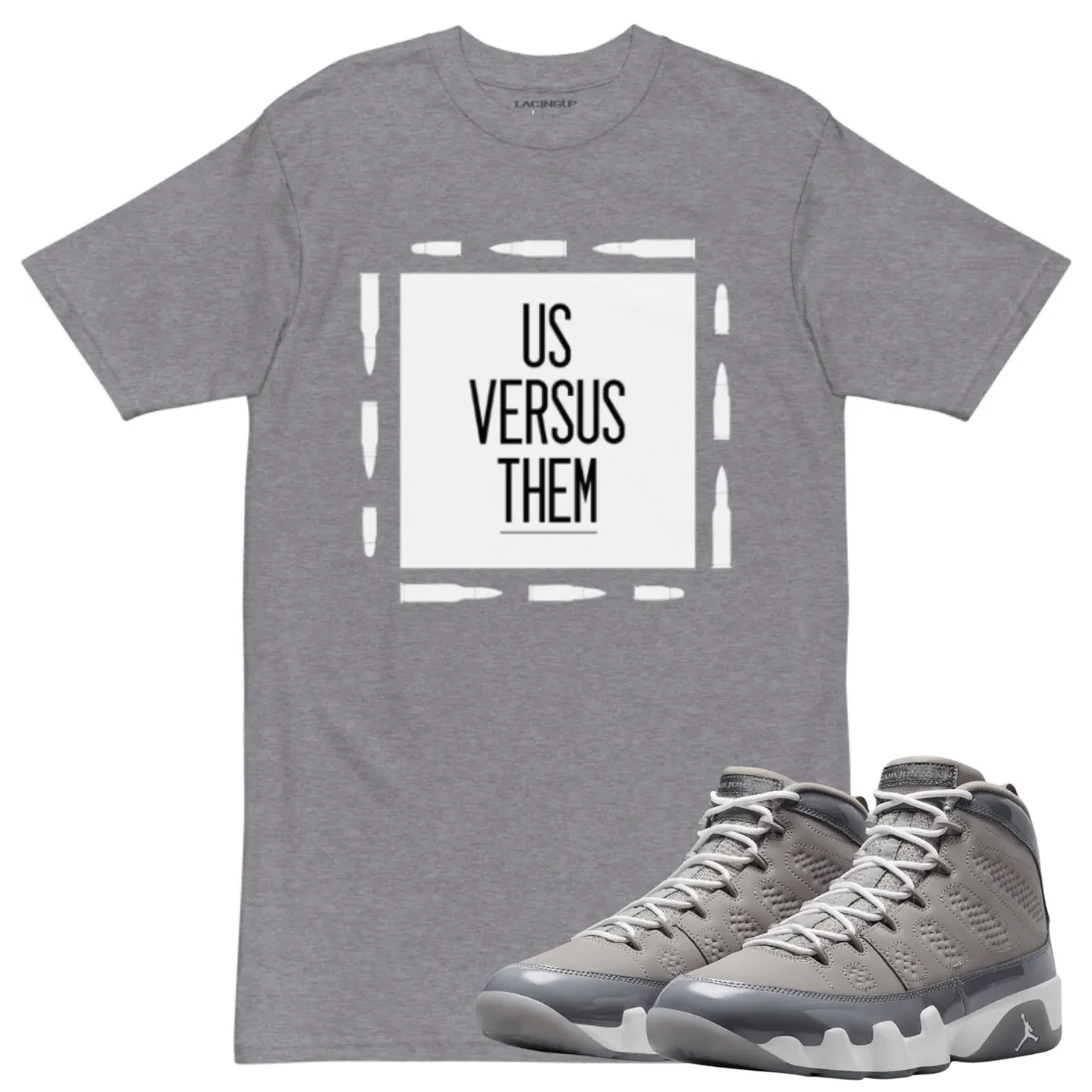 Jordan 9 Cool Grey us vs them heather grey t-shirt