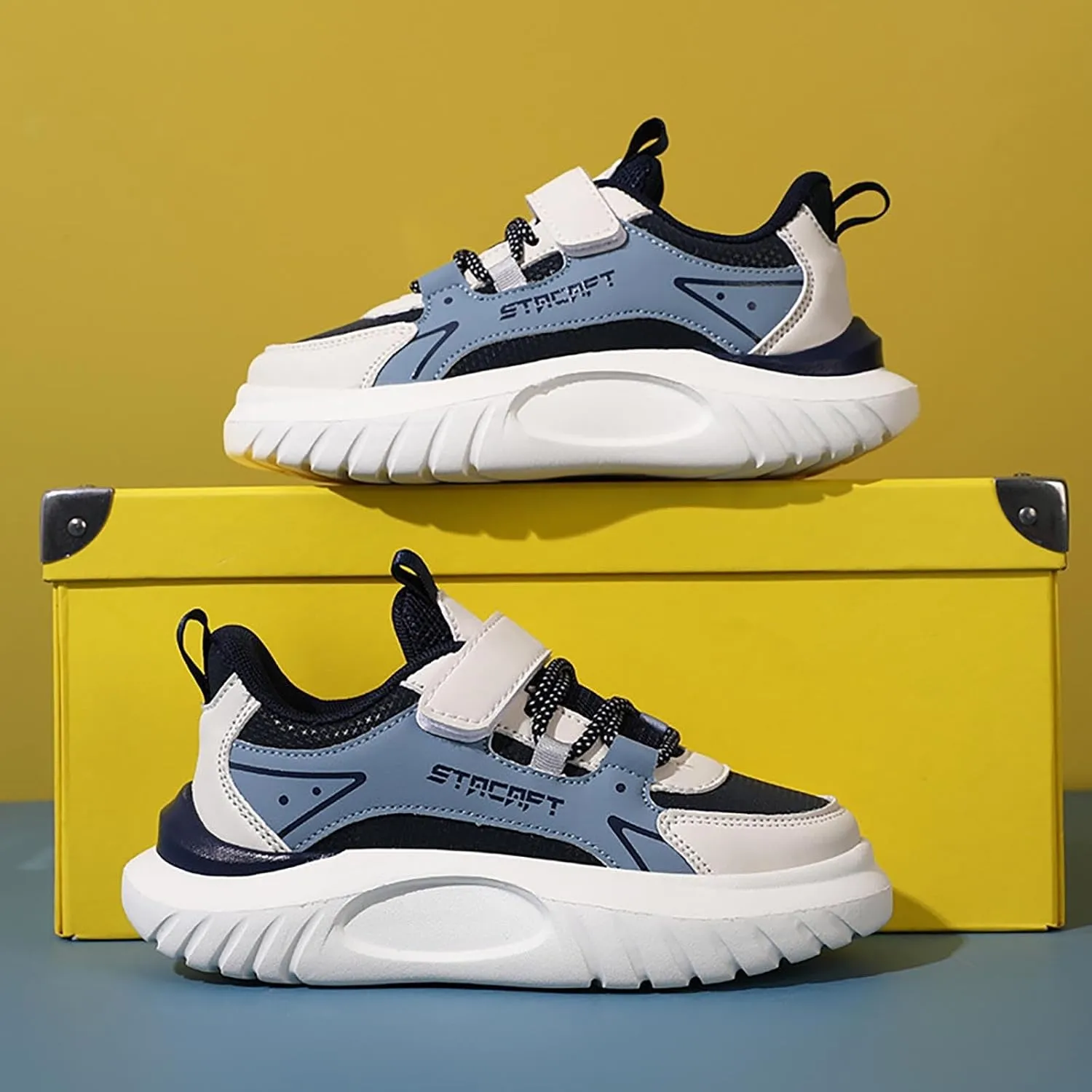 Kids Breathable Hiking Sneakers Toddler Boys Girls Athletic Casual Running Lace-Up Breathable School Trainers Shoes