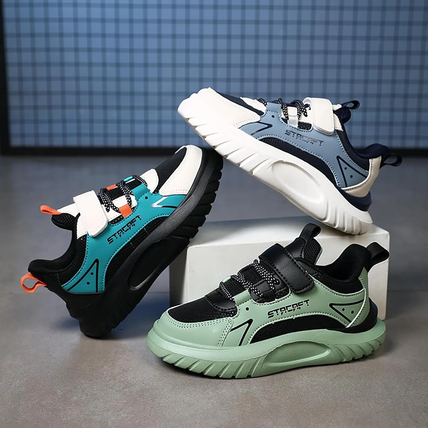 Kids Breathable Hiking Sneakers Toddler Boys Girls Athletic Casual Running Lace-Up Breathable School Trainers Shoes