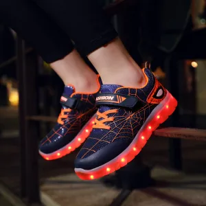 Kids Glowing Hook Loop Shoes