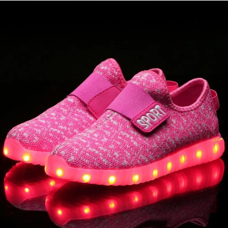 Kids Led USB Recharge Glowing Shoes Children's Hook Loop Shoes