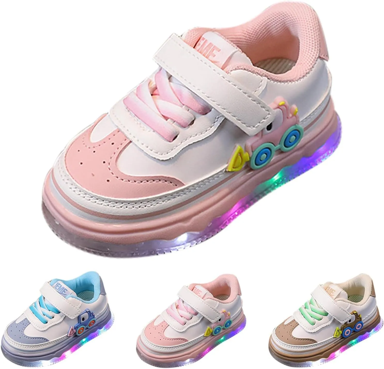 Kids Light Up Flashing Sneaker Athletic Running Shoes Lace-Up Slip-on Sneakers for Boy Girl Kids Glowing Trainer