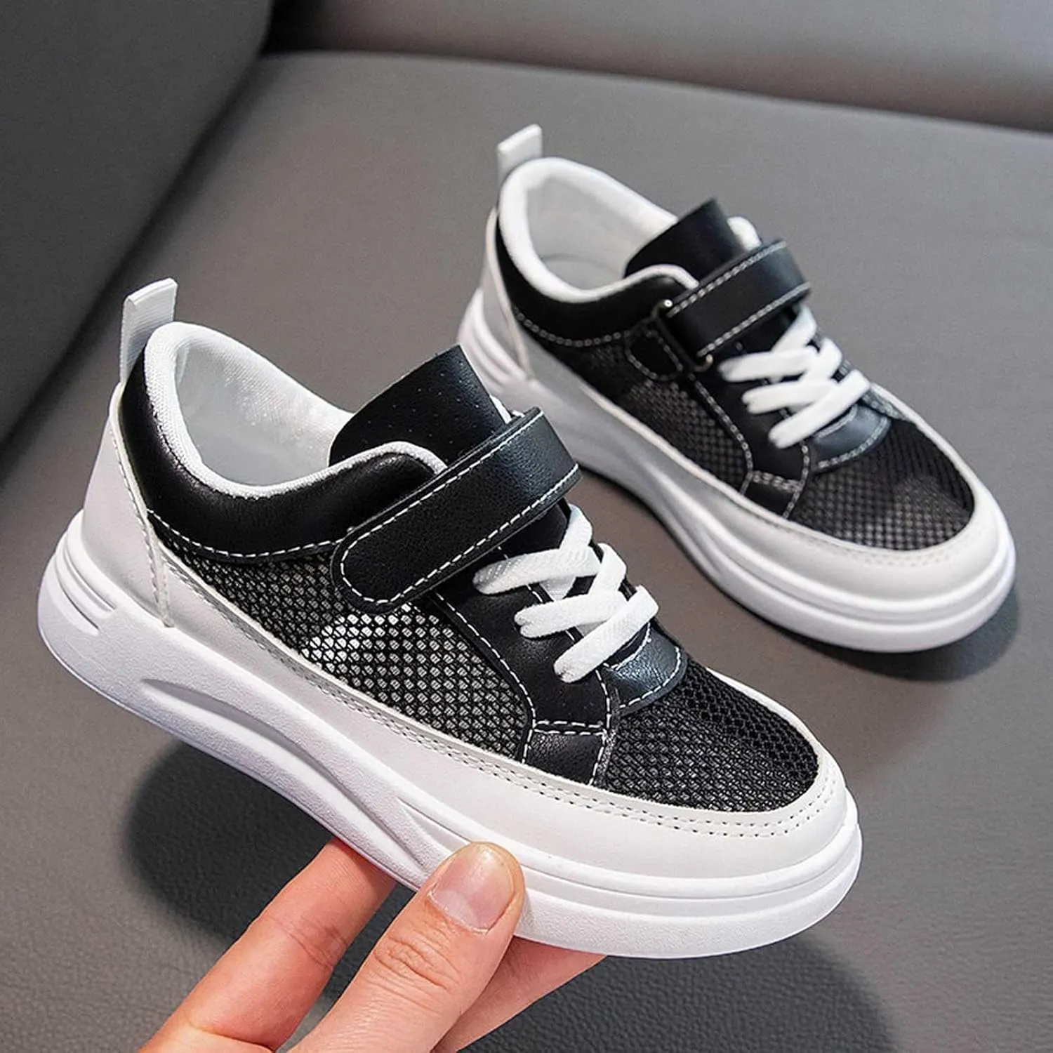 Kids Slip On Walking Shoes for Boys Girls Mesh Hollow Lightweight Breathable Wide Toe Sneakers Athletic Shews for Girls