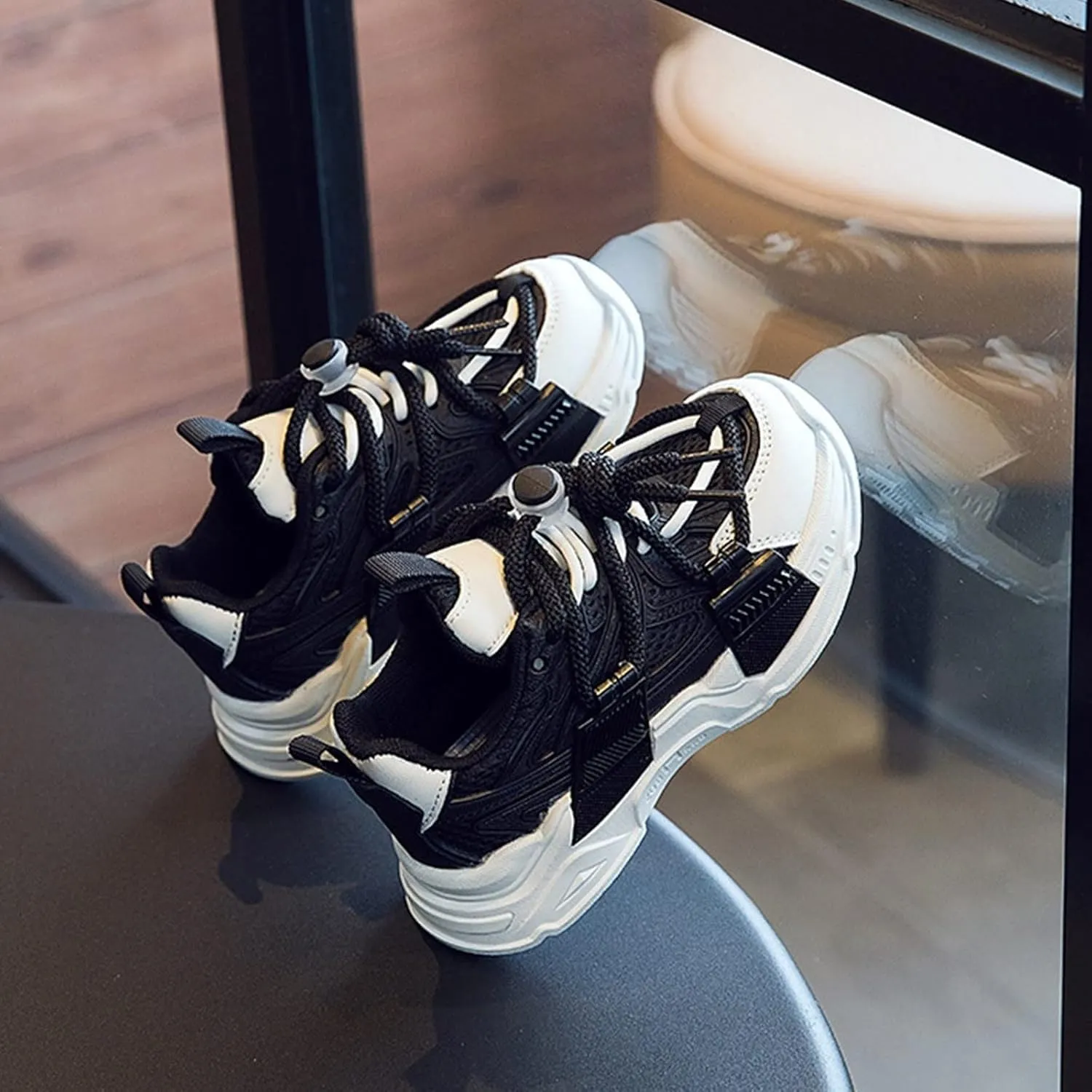 Kids Sneakers Fashion Tennis Shoes Lightweight Comfortable Lace-up Non Slip Breathable Casual Walking Sport Shes Girls