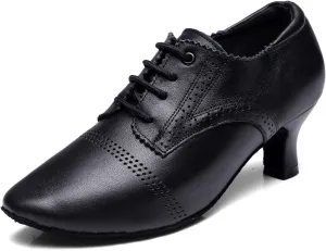 Lace-up Jazz Heel Shoes for Women Salsa Rhythm Teaching Ballroom Latin Dance Shoes,Model WDL4SMD