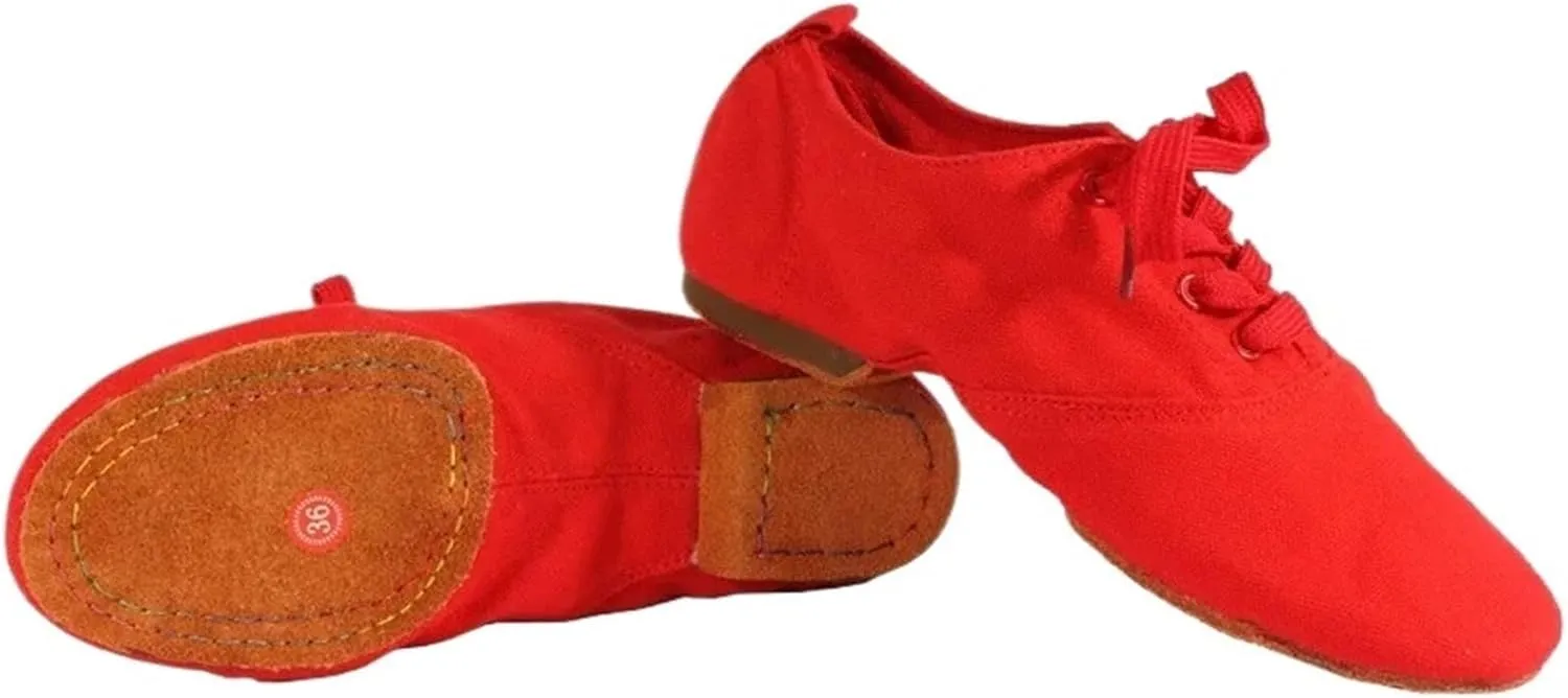Latin Dance Shoes Man Children Ballet Shoes Kids' Canvas Ballet Shoes Women Men Dance Shoes Tango Latin Modern Jazz Dance Training Footwear(Red Suede Sole,42)