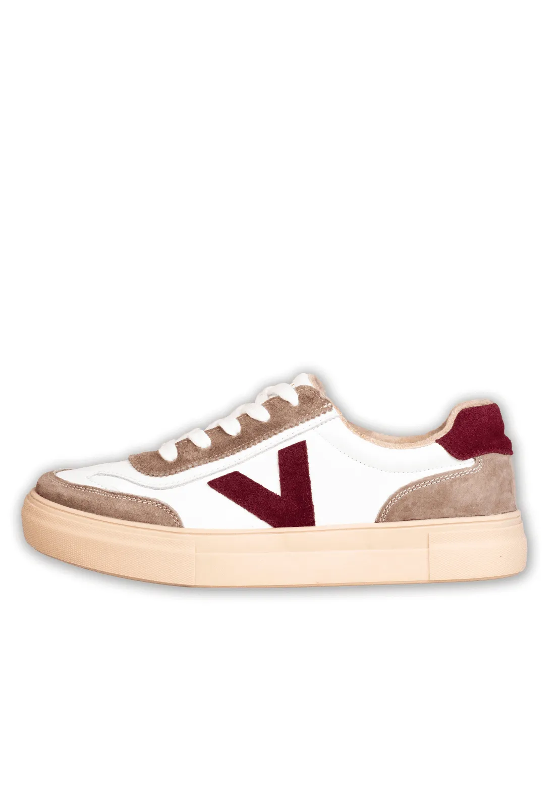Leather Upper V Trainer - Winter White Burg V