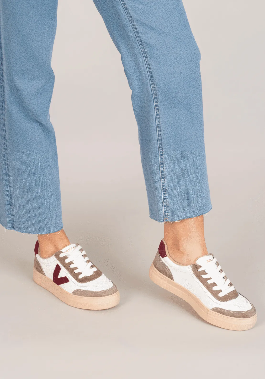 Leather Upper V Trainer - Winter White Burg V