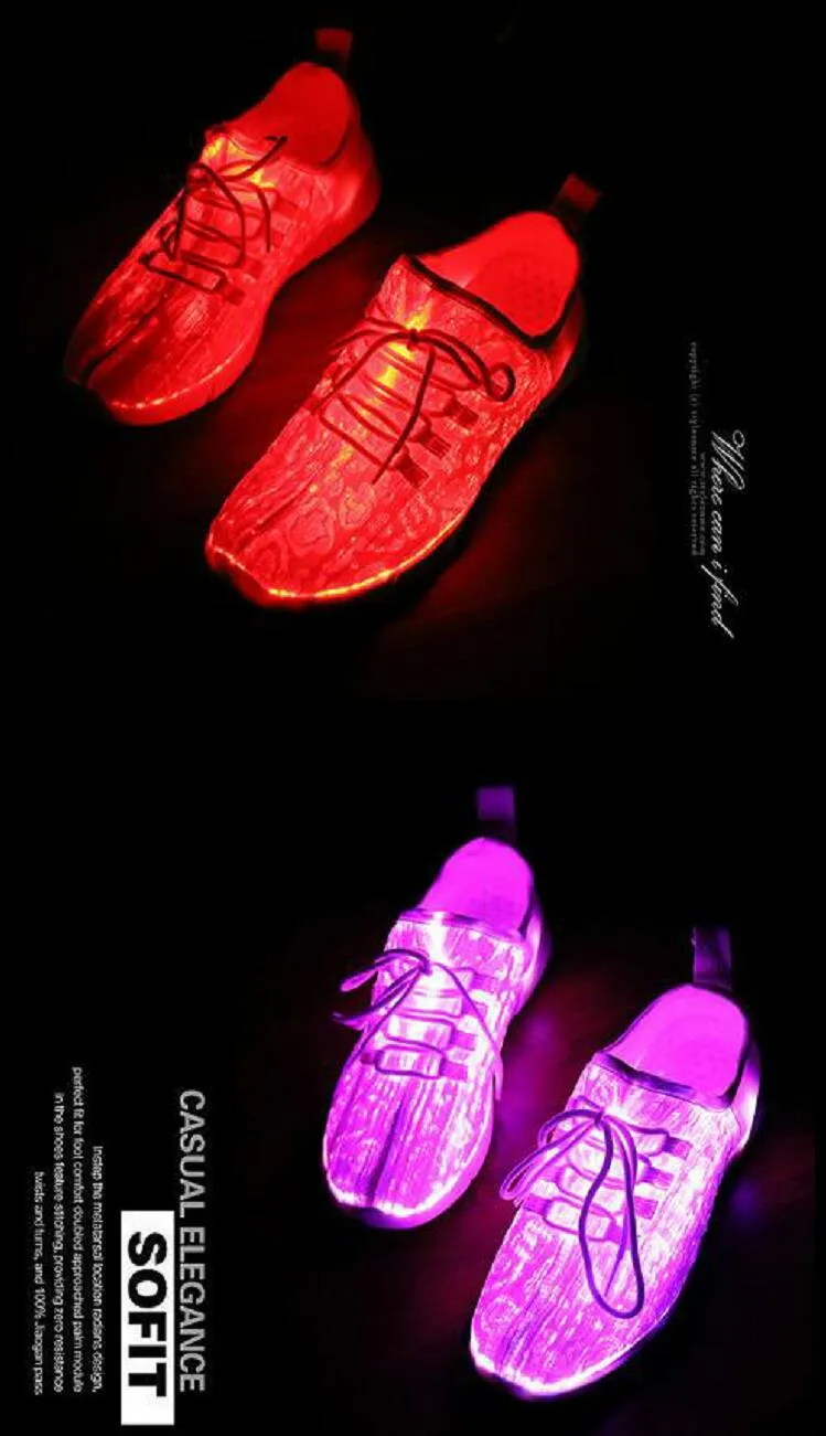 Led Fiber USB Recharge glowing Sneakers