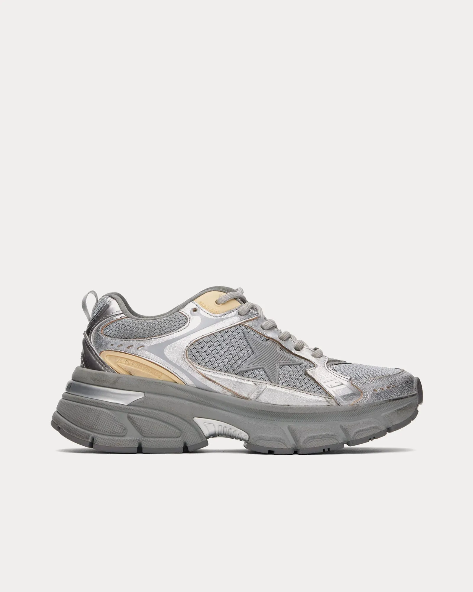 Lightstar Leather & Mesh Silver Low Top Sneakers