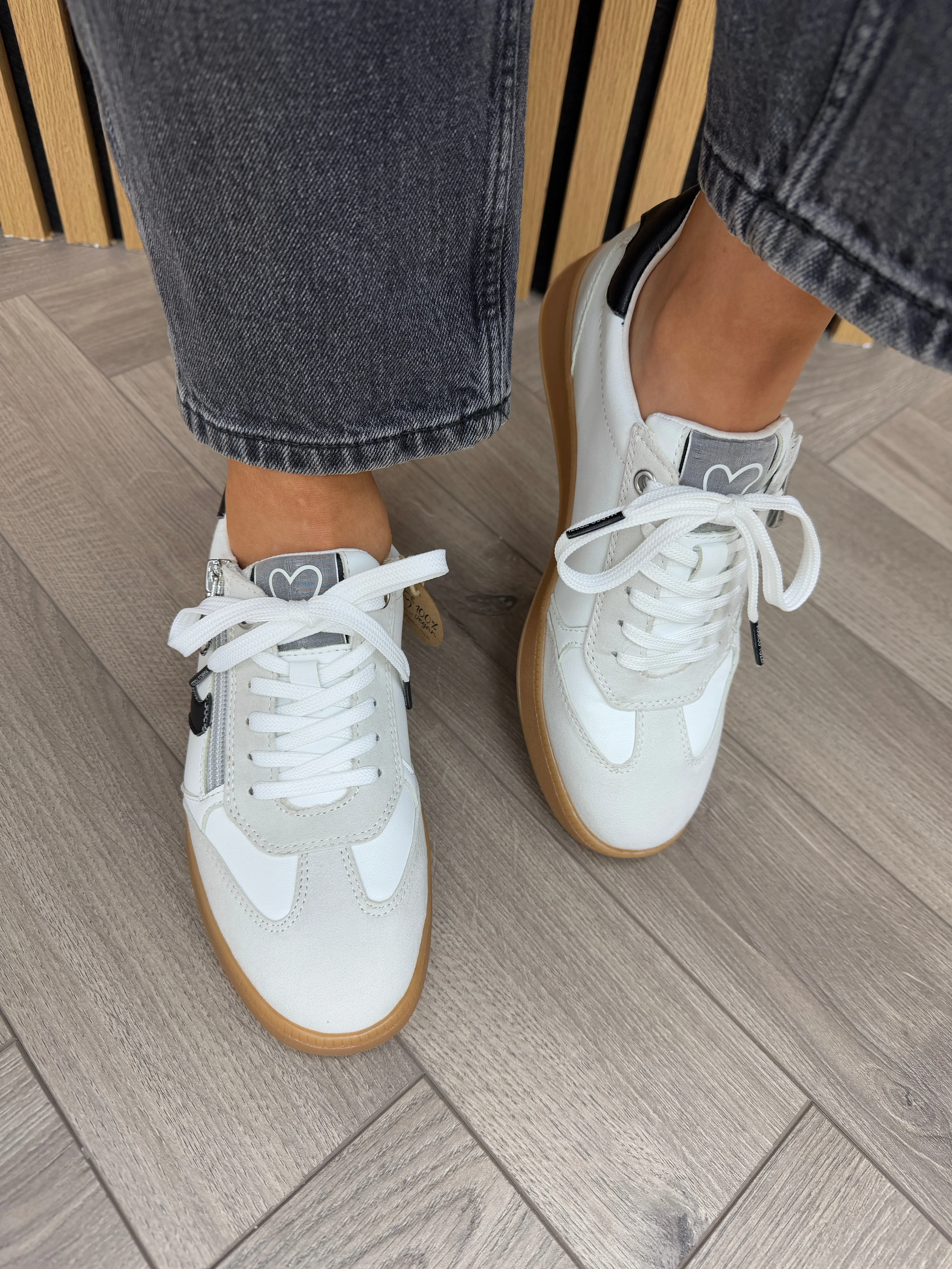 Marco Tozzi (SS25) Gum Sole Trainer with Black Side Stripes 23739 - White/Black (M25)