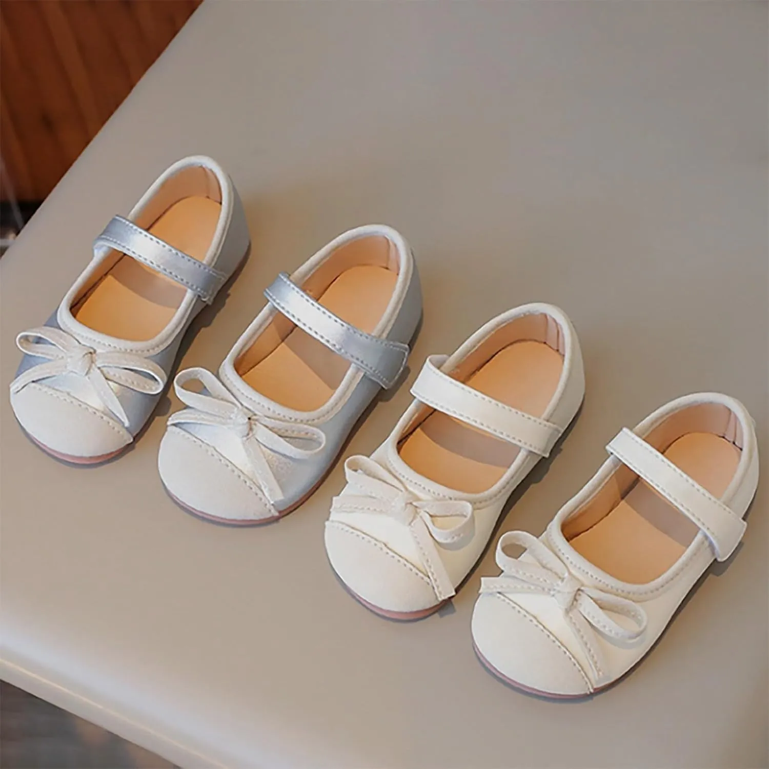 Mary Jane Flat for Toddler Girls Little-Kids Glittery Dress Princess Wedding Ballet Shoes Soft Strap Ballerina