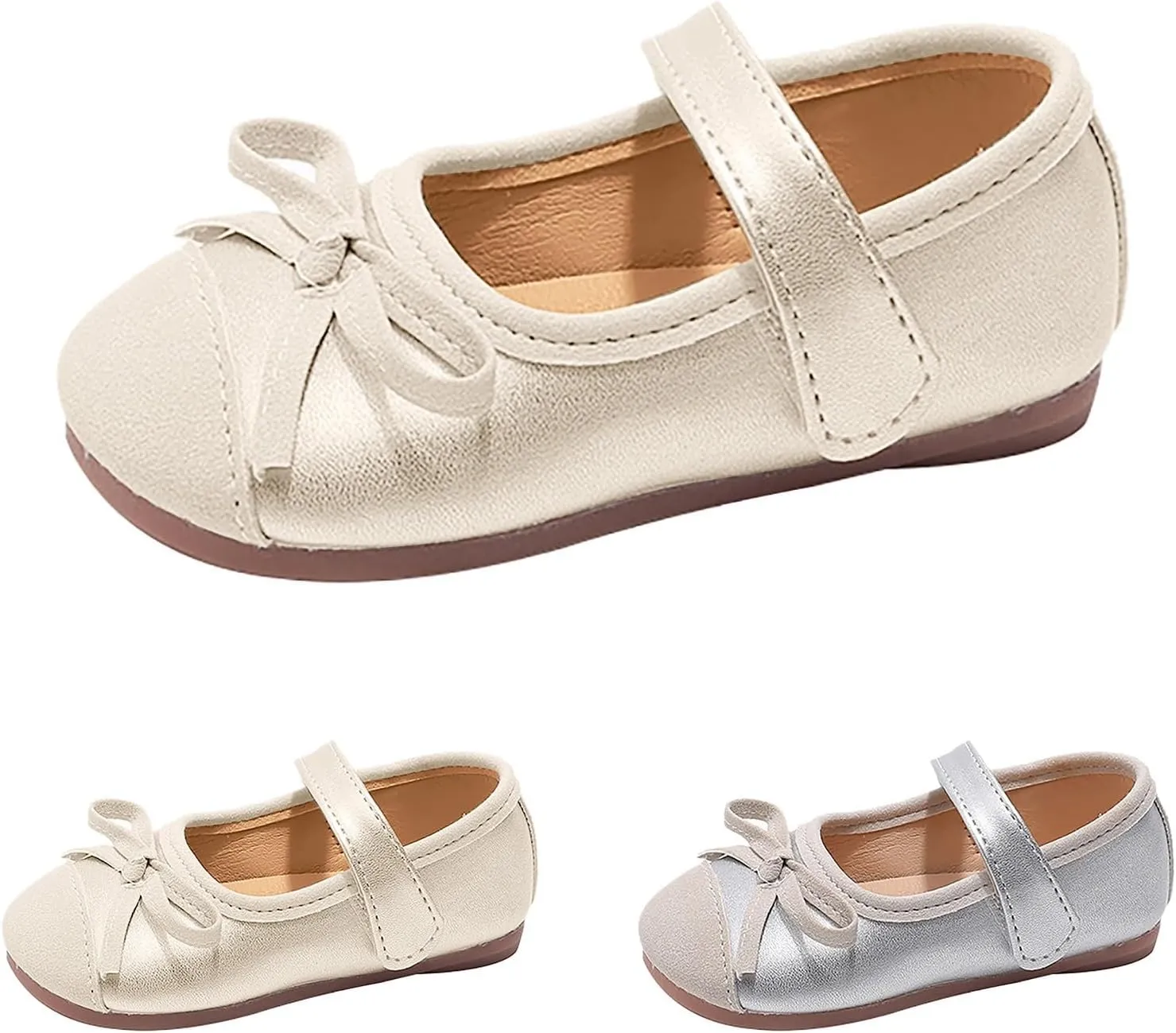 Mary Jane Flat for Toddler Girls Little-Kids Glittery Dress Princess Wedding Ballet Shoes Soft Strap Ballerina