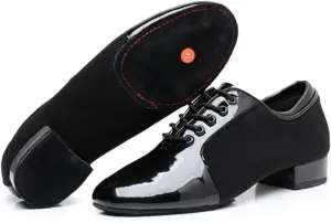 Men's Latin Dance Shoes Modern Dance Shoes 2.5cm Heels Male Oxford Fabric Latin Shoes Breathable Soft Social Ballroom Dance Footwear