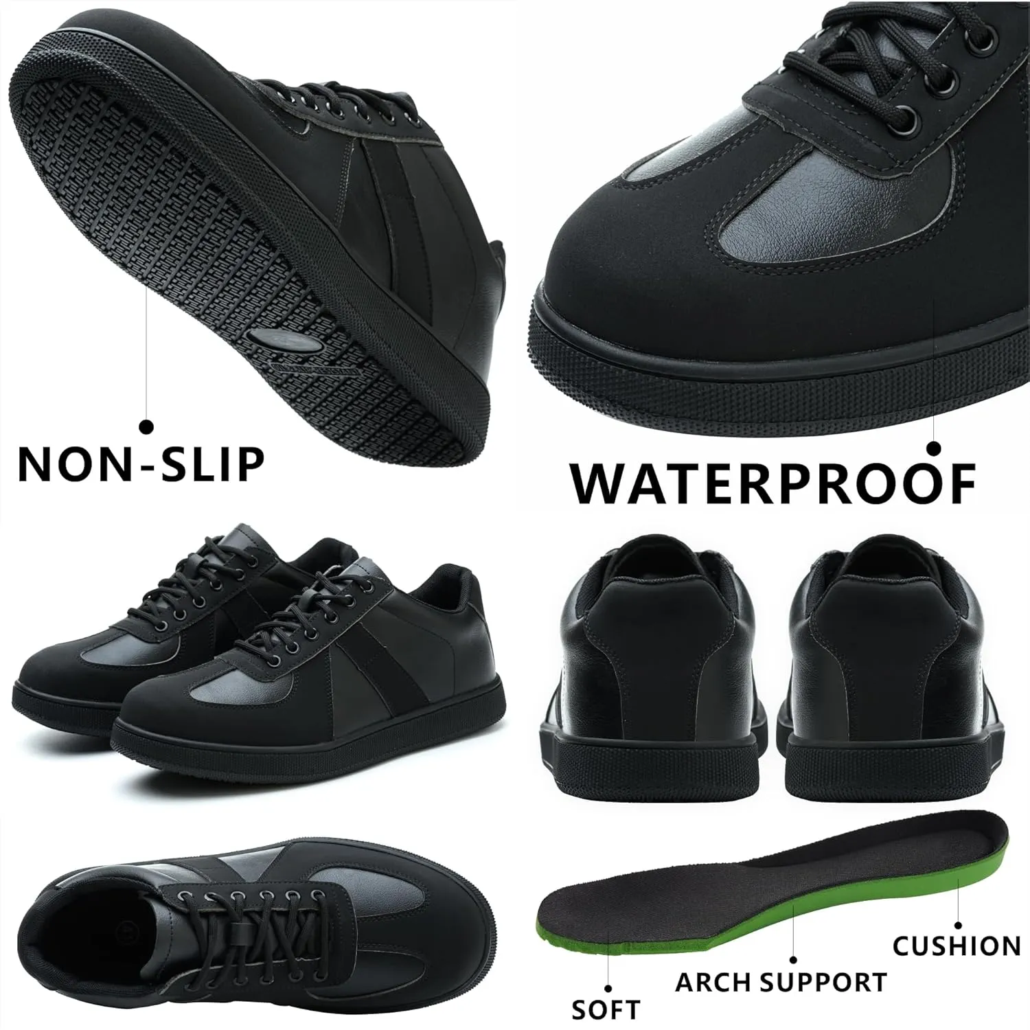 Non Slip Waterproof Work Shoes for Men WomenSlip-On Lightweight Casual Walking Loafers